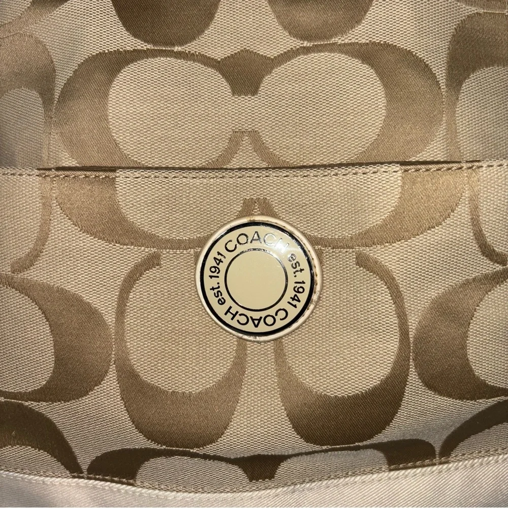 Coach F19202 Signature Stripe Multifunction Baby Diaper Travel Tote Bag